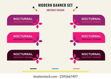 Random modern abstract vector banner set. Flat geometric shapes of different colors design style. Template for web or print design.