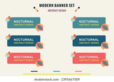 Random modern abstract vector banner set. Flat geometric shapes of different colors design style. Template for web or print design.