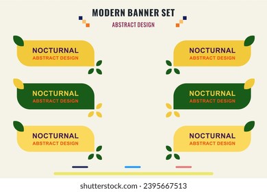 Random modern abstract vector banner set. Flat geometric shapes of different colors design style. Template for web or print design.