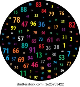 Random number 1-100 in circle shape, vector