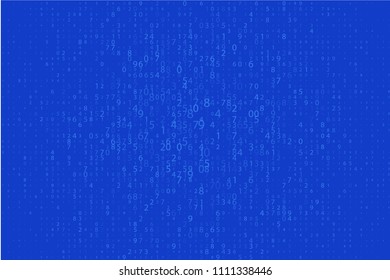 Random numbers 0 and 1. Background in a matrix style. Binary code pattern with digits on screen, falling character. Abstract digital backdrop. Vector illustration  
