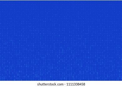 Random numbers 0 and 1. Background in a matrix style. Binary code pattern with digits on screen, falling character. Abstract digital backdrop. Vector illustration  