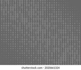 Random numbers 0 and 1. Background in a matrix style. Binary code pattern with digits on screen, falling character. Abstract digital backdrop. Vector illustration