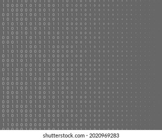 Random numbers 0 and 1. Background in a matrix style. Binary code pattern with digits on screen, falling character. Abstract digital backdrop. Vector illustration