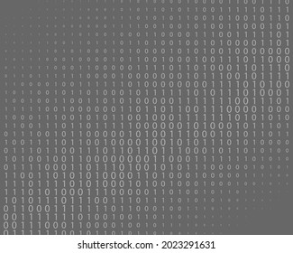 Random numbers 0 and 1. Background in a matrix style. Binary code pattern with digits on screen, falling character. Abstract digital backdrop. Vector illustration