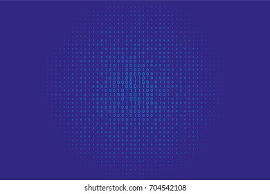 Random numbers 0 and 1. Background in a matrix style. Binary code pattern with digits on screen, falling character. Abstract digital backdrop. Vector illustration