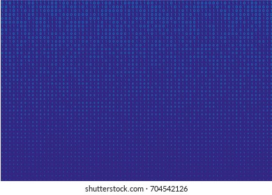 Random numbers 0 and 1. Background in a matrix style. Binary code pattern with digits on screen, falling character. Abstract digital backdrop. Vector illustration 