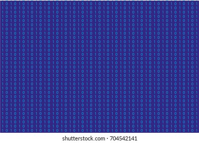 Random numbers 0 and 1. Background in a matrix style. Binary code pattern with digits on screen, falling character. Abstract digital backdrop. Vector illustration