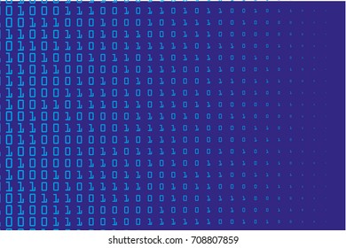 Random numbers 0 and 1. Background in a matrix style. Binary code pattern with digits on screen, falling character. Abstract digital backdrop. Vector illustration 