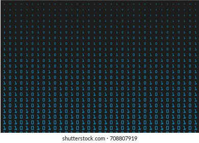Random numbers 0 and 1. Background in a matrix style. Binary code pattern with digits on screen, falling character. Abstract digital backdrop. Vector illustration 