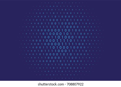 Random numbers 0 and 1. Background in a matrix style. Binary code pattern with digits on screen, falling character. Abstract digital backdrop. Vector illustration 