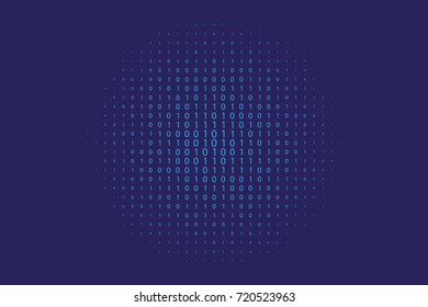 Random numbers 0 and 1. Background in a matrix style. Binary code pattern with digits on screen, falling character. Abstract digital backdrop. Vector illustration
