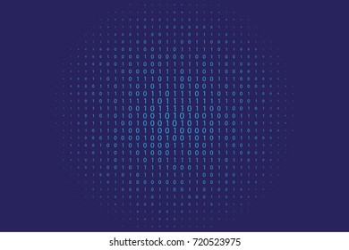 Random numbers 0 and 1. Background in a matrix style. Binary code pattern with digits on screen, falling character. Abstract digital backdrop. Vector illustration
