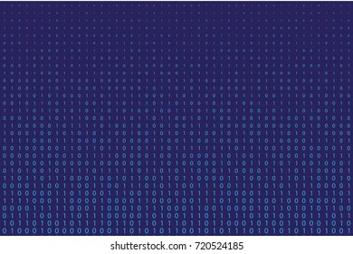 Random numbers 0 and 1. Background in a matrix style. Binary code pattern with digits on screen, falling character. Abstract digital backdrop. Vector illustration