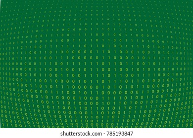 Random numbers 0 and 1. Background in a matrix style. Binary code pattern with digits on screen, falling character. Abstract digital backdrop. Vector illustration
