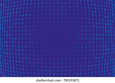 Random numbers 0 and 1. Background in a matrix style. Binary code pattern with digits on screen, falling character. Abstract digital backdrop. Vector illustration