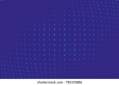 Random numbers 0 and 1. Background in a matrix style. Binary code pattern with digits on screen, falling character. Abstract digital backdrop. Vector illustration
