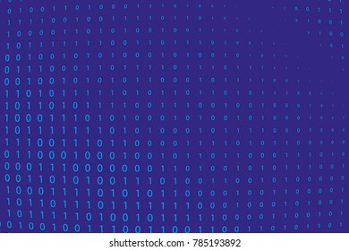 Random numbers 0 and 1. Background in a matrix style. Binary code pattern with digits on screen, falling character. Abstract digital backdrop. Vector illustration