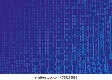 Random numbers 0 and 1. Background in a matrix style. Binary code pattern with digits on screen, falling character. Abstract digital backdrop. Vector illustration