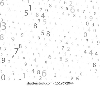 Random numbers 0 and 9 of different scales and different degrees of transparency. Background in a matrix style. Binary code pattern with digits on screen, falling character. Abstract digital backdrop