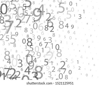 Random numbers 0 and 9 of different scales and different degrees of transparency. Background in a matrix style. Binary code pattern with digits on screen, falling character. Abstract digital backdrop