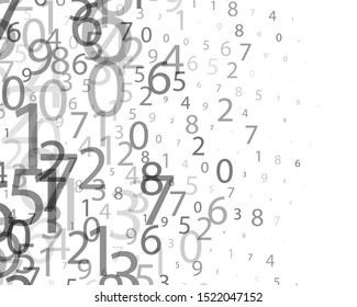Random numbers 0 and 9 of different scales and different degrees of transparency. Background in a matrix style. Binary code pattern with digits on screen, falling character. Abstract digital backdrop