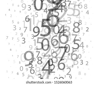 Random numbers 0 and 9 of different scales and different degrees of transparency. Background in a matrix style. Binary code pattern with digits on screen, falling character. Abstract digital backdrop