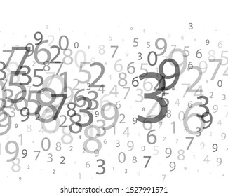 Random numbers 0 and 9 of different scales and different degrees of transparency. Background in a matrix style. Binary code pattern with digits on screen, falling character. Abstract digital backdrop