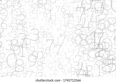 Random numbers 0 and 9. Gray color. Background in a matrix style. Binary code pattern with digits on screen, falling character. Abstract digital backdrop. Vector illustration