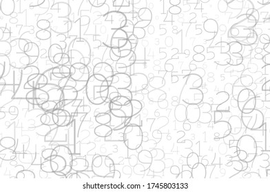 Random numbers 0 and 9. Gray color. Background in a matrix style. Binary code pattern with digits on screen, falling character. Abstract digital backdrop. Vector illustration