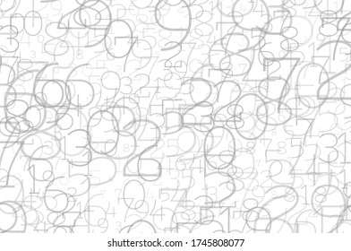 Random numbers 0 and 9. Gray color. Background in a matrix style. Binary code pattern with digits on screen, falling character. Abstract digital backdrop. Vector illustration