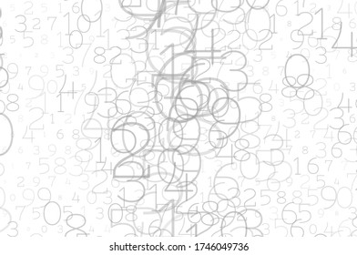 Random numbers 0 and 9. Gray color. Background in a matrix style. Binary code pattern with digits on screen, falling character. Abstract digital backdrop. Vector illustration