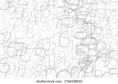 Random numbers 0 and 9. Gray color. Background in a matrix style. Binary code pattern with digits on screen, falling character. Abstract digital backdrop. Vector illustration