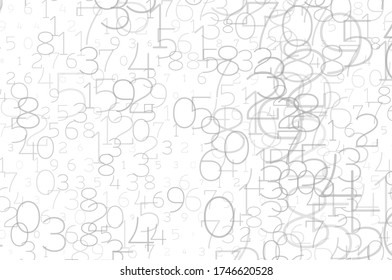 Random numbers 0 and 9. Gray color. Background in a matrix style. Binary code pattern with digits on screen, falling character. Abstract digital backdrop. Vector illustration