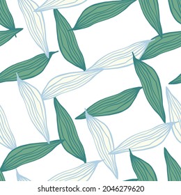 Random organic line leaves pattern isolated on white background. Abstract botanical backdrop. Creative nature wallpaper. Design for fabric , textile print, wrapping, cover. Simple vector illustration.