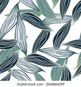 Random organic line leaves pattern. Abstract botanical backdrop. Nature wallpaper. Design for fabric , textile print, wrapping, cover. Simple vector illustration.