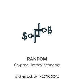 Random outline vector icon. Thin line black random icon, flat vector simple element illustration from editable cryptocurrency economy and finance concept isolated stroke on white background