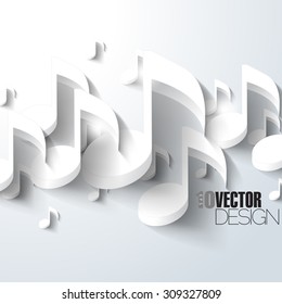 Random overlapping white music notes in bright artistic eps10 vector background