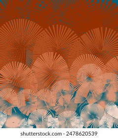 Random palm leaf art vector with smokes colour gradation. If you seen from far its looks like smoke but that is palm leaf pattern. I'm tray to combine smokes colours gradation to palm vector.