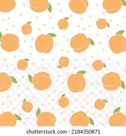 Random pattern of Apricot in dark color on white background with mini doodles(icons). Vector Illustration