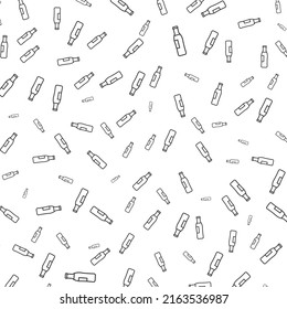 Random pattern of beer in dark color on white background with mini doodles(icons). Vector Illustration.