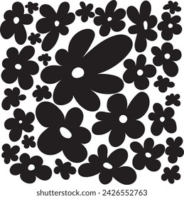 a random pattern of black flower illustrations 1