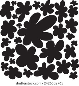 a random pattern of black flower illustrations 2