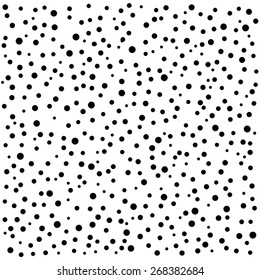 Random Pattern Of Black Polka Dots On White Backgroundp - Vector Illustration. 