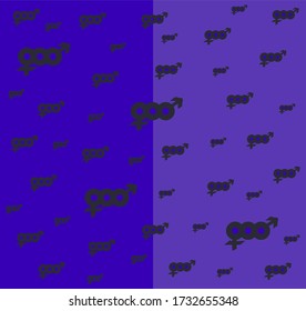 Random pattern design with non binary gender symbol on blue and violet color block background. Vector wallpaper illustration for supporting different gender identities and fluidity.