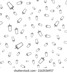 Random pattern of Drink in dark color on white background with mini doodles(icons). Vector Illustration.