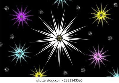 Random pattern featuring the Orthosiphon aristatus (cat's whiskers) plant with its beautiful white flowers and colorful accents