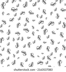 Random Pattern Of Junkfood In Dark Color On White Background With Mini Doodles(icons). Vector Illustration.