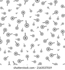 Random pattern of lollipop in dark color on white background with mini doodles(icons). Vector Illustration.