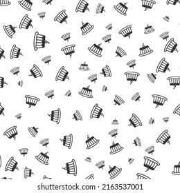 Random pattern of pudding in dark color on white background with mini doodles(icons). Vector Illustration.